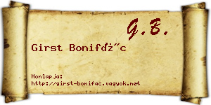 Girst Bonifác névjegykártya